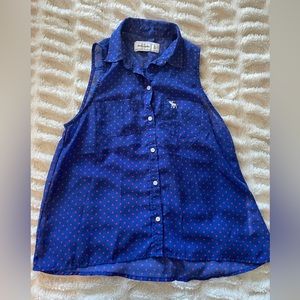 Girls Abercrombie sheer button up tank. Size medium , EUC.
